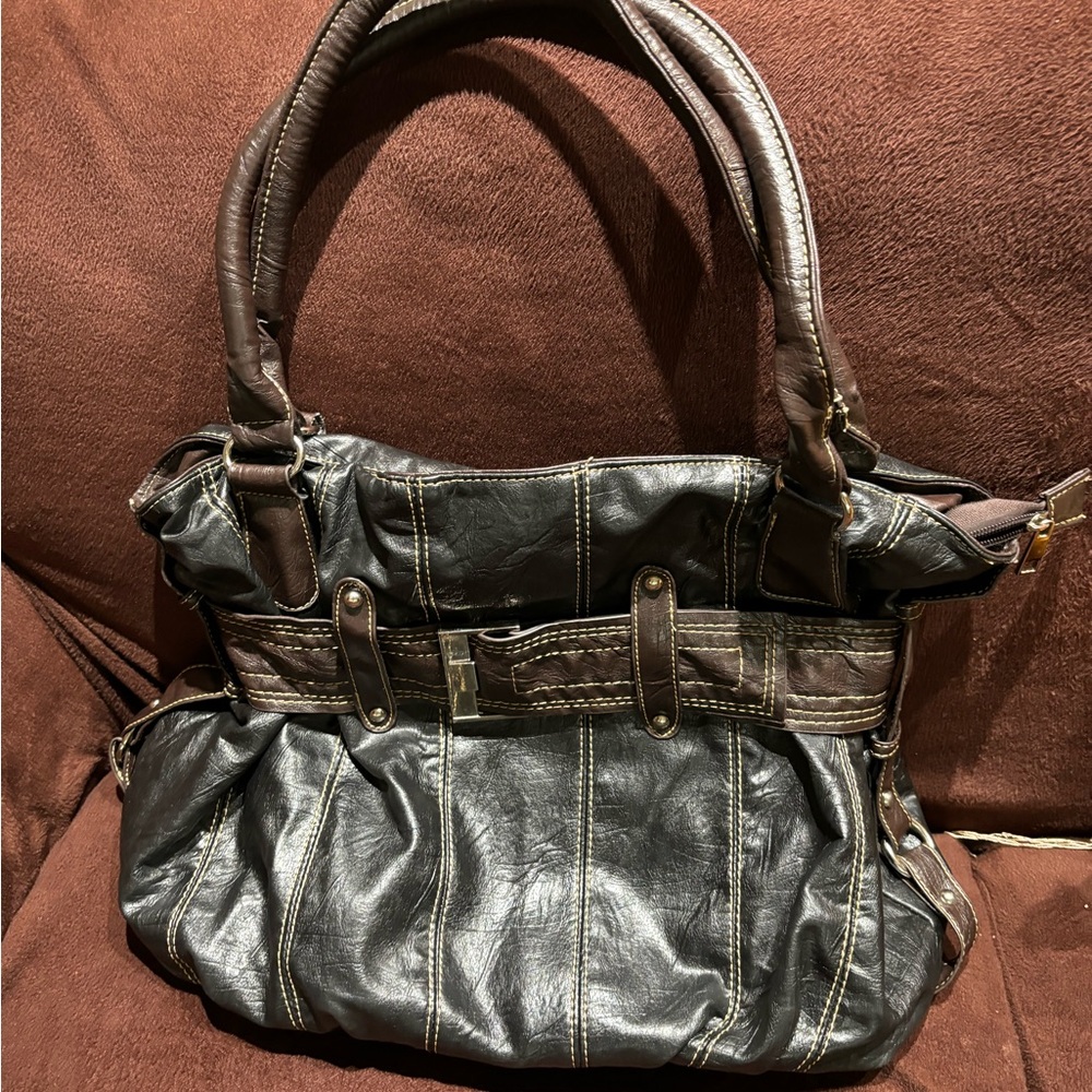Boho Style Shoulder Bag Women's Black/Brown - Picture 10 of 13